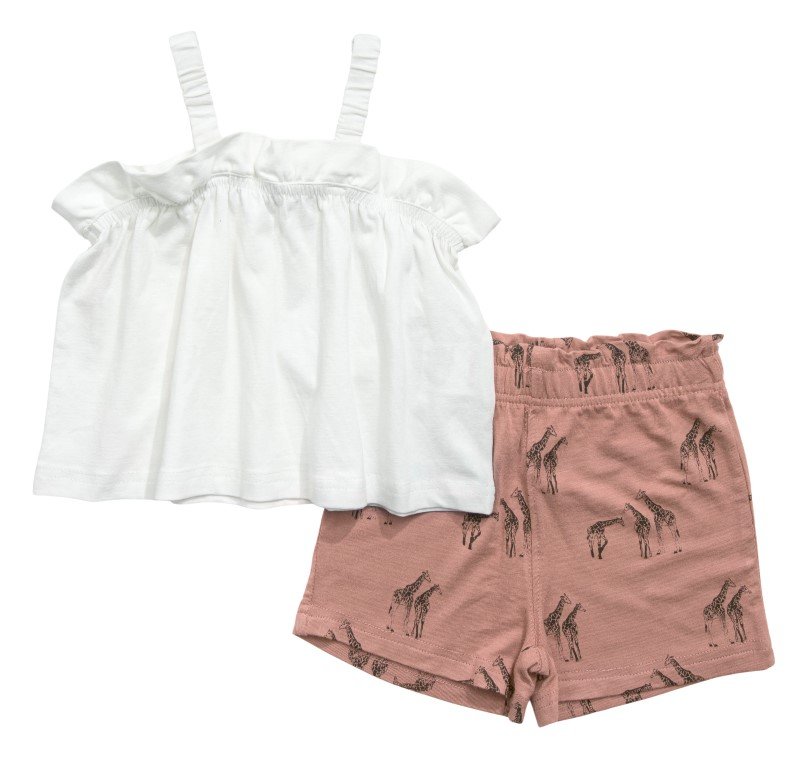 123-724136-1 Funky Σετ μπλούζα σορτς κορίτσι εκρού ανοιχτό κεραμυδί allover