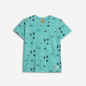 125-105118-2 Funky Μπλούζα αγόρι τιρκουάζ allover