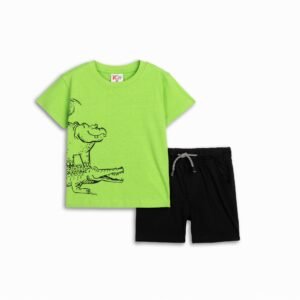 125-301131-2 Funky Σετ μπλούζα βερμούδα αγόρι ακτινίδιο μαύρο