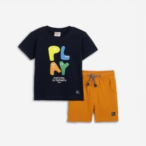 125-301302-2 Funky Σετ μπλούζα βερμούδα πικέ αγόρι μπλε τζίντζερ