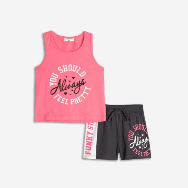 125-524107-1 Funky Σετ μπλούζα σορτς κορίτσι barbie pink ανθρακί
