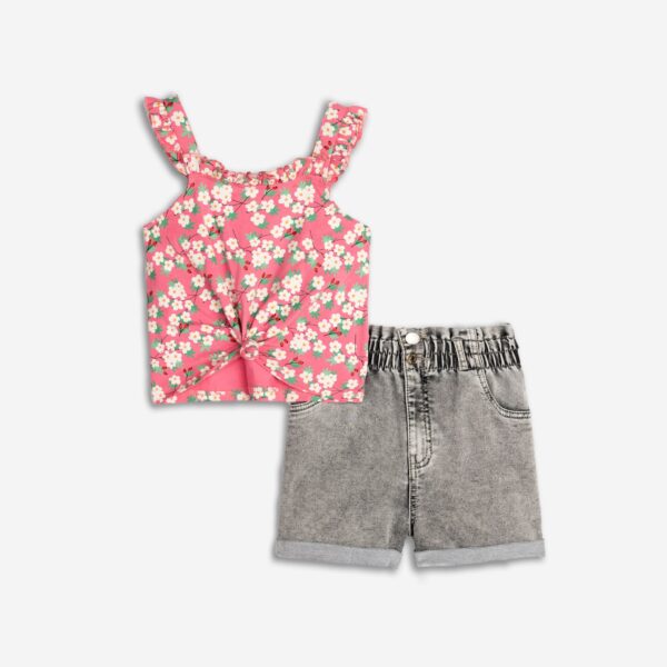 125-526100-2 Funky Σετ μπλούζα σορτς τζιν κορίτσι barbie pink allover μαύρο