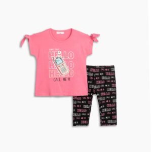 125-719108-1 Funky Σετ μπλούζα κολάν κορίτσι barbie pink μαύρο allover