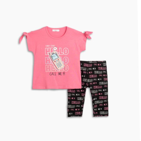 125-719108-1 Funky Σετ μπλούζα κολάν κορίτσι barbie pink μαύρο allover