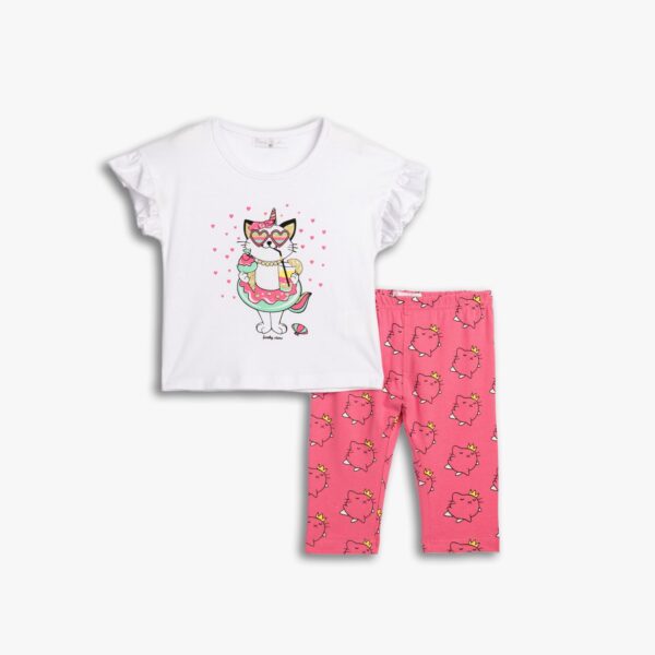 125-739104-1 Funky Σετ μπλούζα κολάν κορίτσι λευκό barbie pink allover