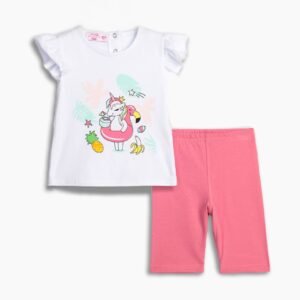 125-919103-1 Funky Σετ μπλούζα κολάν μηνών κορίτσι λευκό barbie pink