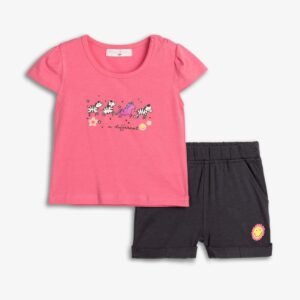 125-924117-1 Funky Σετ μπλούζα σορτς μηνών κορίτσι barbie pink ανθρακί