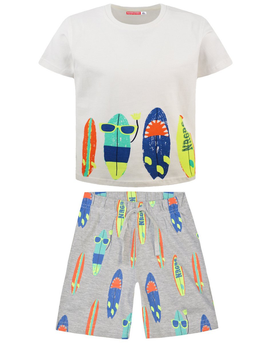 12-223151-0 Energiers Σετ μπλούζα βερμούδα αγόρι λευκό γκρι μελανζέ allover