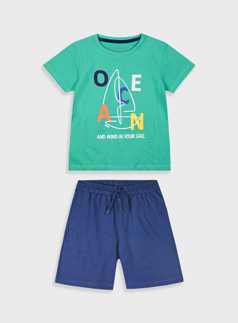 12-225111-0 Energiers Σετ μπλούζα βερμούδα αγόρι βεραμάν μπλε