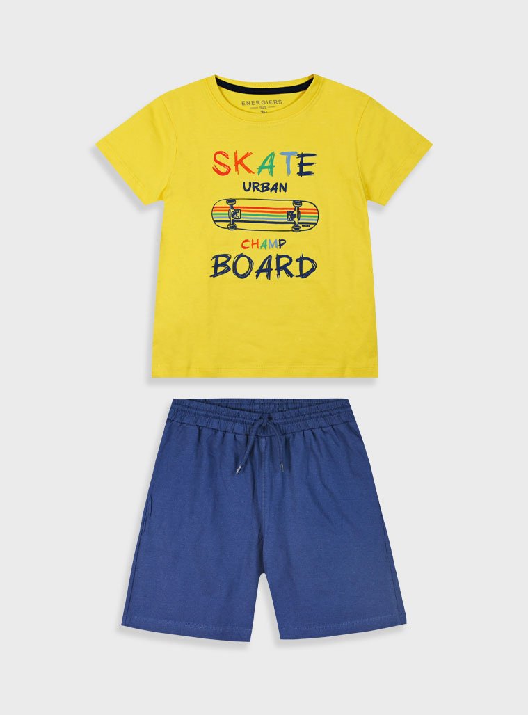 12-225112-0 Energiers Σετ μπλούζα βερμούδα αγόρι κίτρινο μπλε