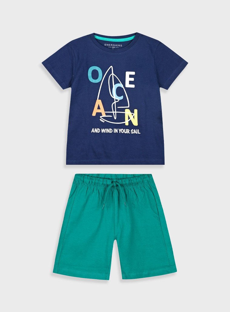 12-225111-0 Energiers Σετ μπλούζα βερμούδα αγόρι μπλε πράσινο