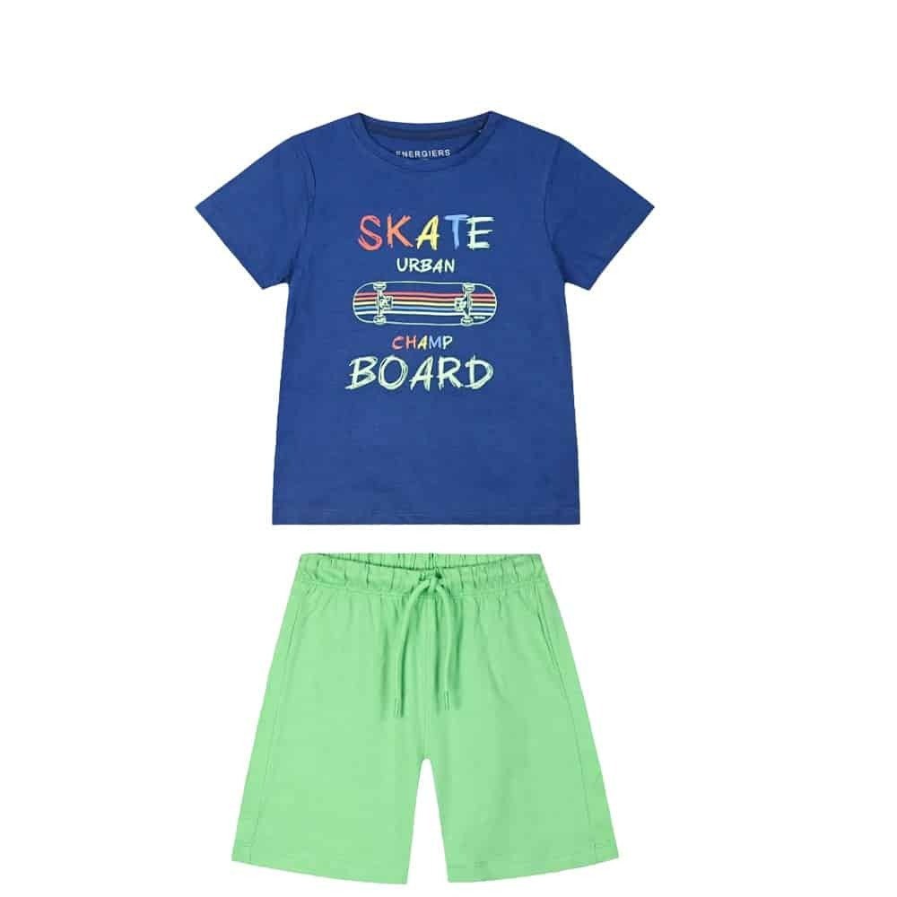12-225112-0 Energiers Σετ μπλούζα βερμούδα αγόρι μπλε λάιμ