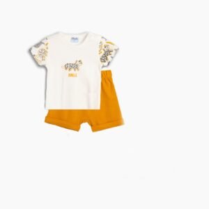 125-050130-1 Funky Σετ μπλούζα βερμούδα μηνών αγόρι λευκό τζίντζερ