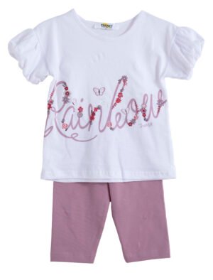 62515483 Frenzy Σετ μπλούζα κολάν κορίτσι λευκό dusty pink