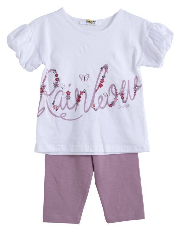 62515483 Frenzy Σετ μπλούζα κολάν κορίτσι λευκό dusty pink
