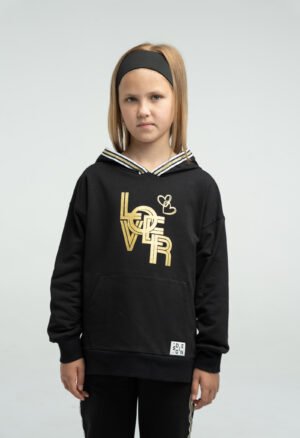 243085 Ebita Σετ φόρμα φούτερ με κουκούλα κορίτσι μαύρο