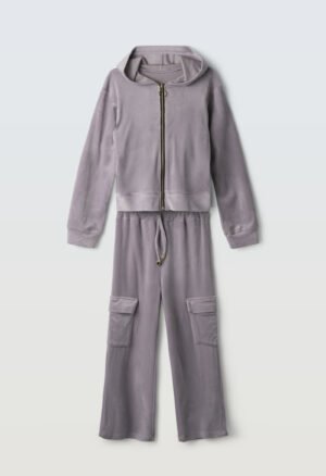 243106 Ebita Σετ φόρμα βελουτέ ζακέτα κορίτσι γκρι