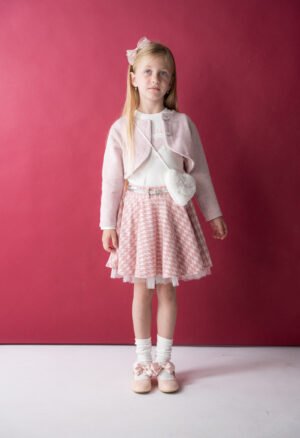 243225 Ebita Σετ μπλούζα φούστα σακάκι με τσαντάκι κορίτσι ροζ