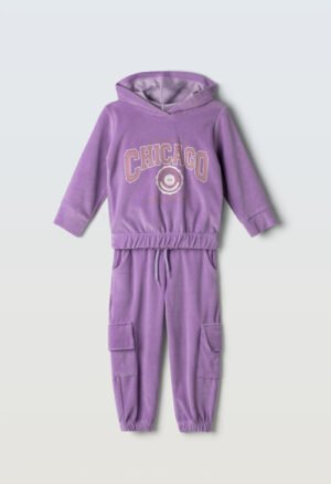 243263 Ebita Σετ φόρμα βελουτέ με κουκούλα κορίτσι λιλά