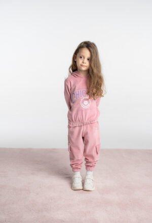 243263 Ebita Σετ φόρμα βελουτέ με κουκούλα κορίτσι ροζ