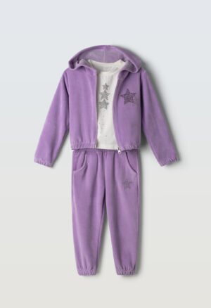 243279 Ebita Σετ φόρμα βελουτέ ζακέτα κορίτσι λιλά