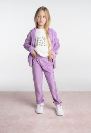 243280 Ebita Σετ φόρμα βελουτέ ζακέτα κορίτσι λιλά