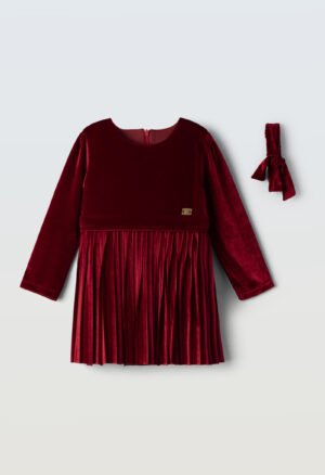 243293 Ebita Φόρεμα βελουτέ με κορδέλα κορίτσι κόκκινο