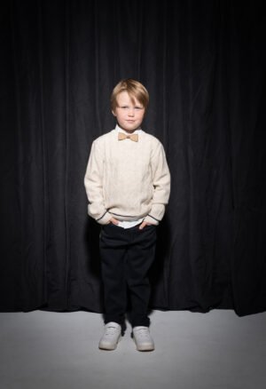 243818 Hashtag Σετ πουκάμισο παντελόνι πουλόβερ αγόρι εκρού