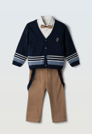 243822 Hashtag Σετ πουκάμισο παντελόνι ζακέτα αγόρι μπλε