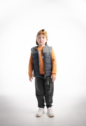 243836 Hashtag Σετ φόρμα φούτερ αμάνικο αγόρι μπλε πορτοκαλί