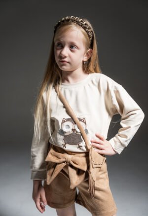 255206 Ebita Σετ μπλούζα σορτς με τσαντάκι κορίτσι εκρού