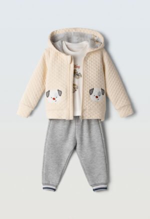 255606 Hashtag Σετ φόρμα φούτερ ζακέτα μηνών αγόρι εκρού