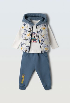 255610 Hashtag Σετ φόρμα φούτερ αμάνικο μηνών αγόρι σιέλ