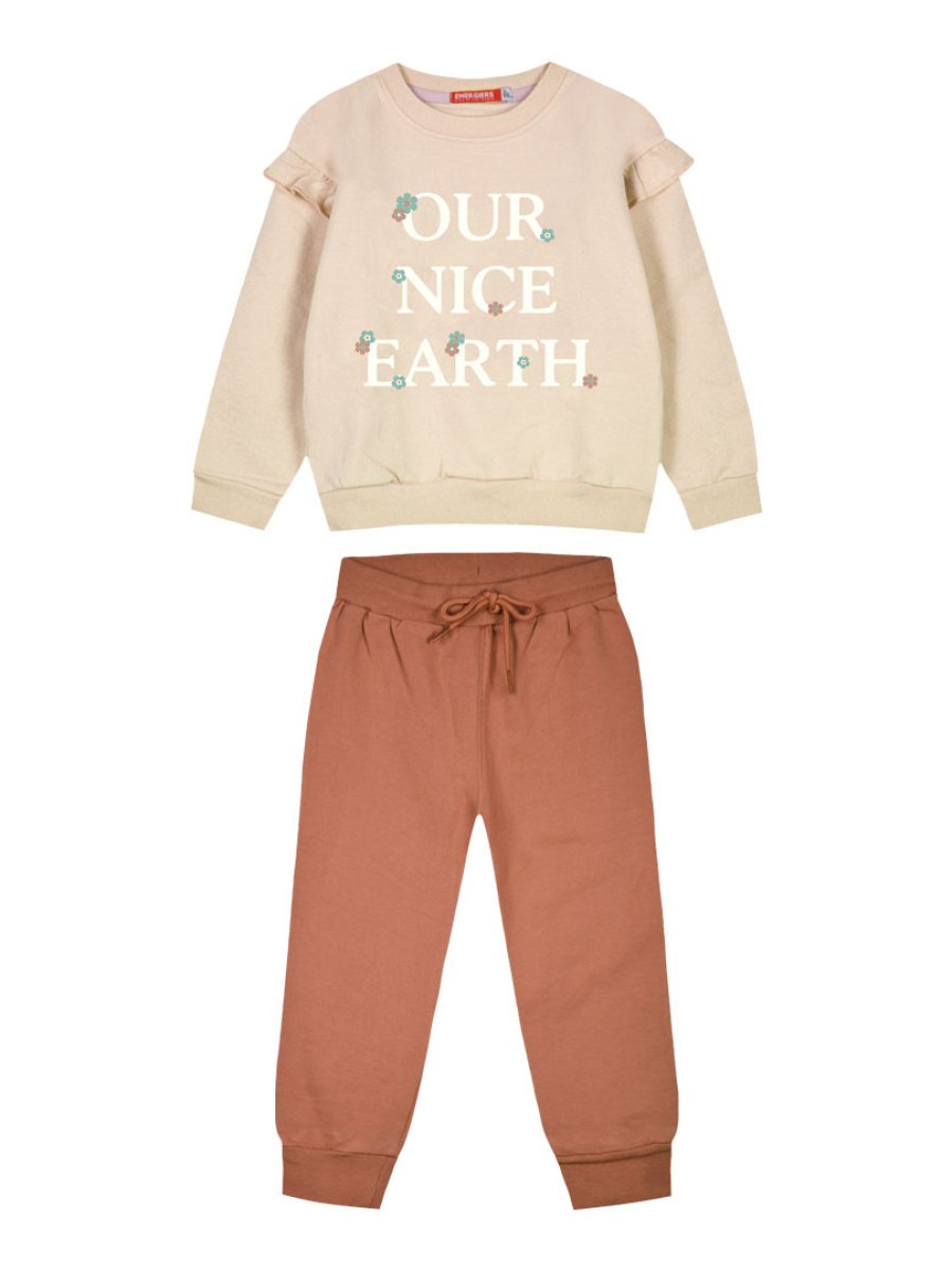 15-123389-0 Energiers Σετ φόρμα φούτερ κορίτσι μπεζ κρέμα καφέ