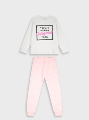 36-125203-9 Energiers Πιτζάμα κορίτσι εκρού ροζ allover
