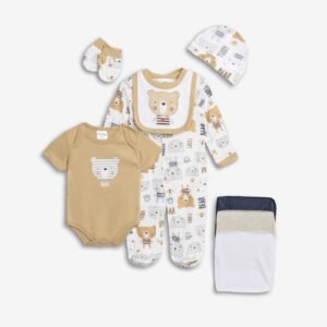 226-050100-1 Funky Σετ 8 τμχ μηνών αγόρι εκρού μπεζ