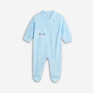 226-050116-1 Funky Φορμάκι ολόσωμο βελουτέ μηνών αγόρι σιελ