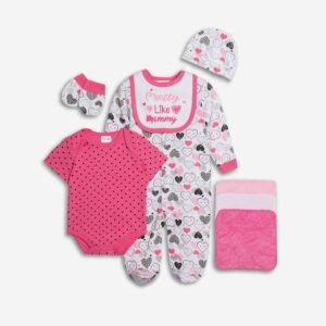226-060102-1 Funky Σετ 8 τμχ μηνών κορίτσι εκρού ροζ