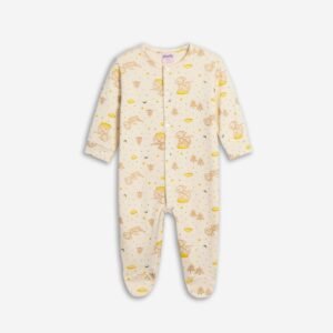 226-060127-1 Funky Φορμάκι ολόσωμο μηνών κορίτσι εκρού καφέ allover