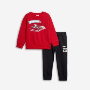 226-317112-2 Funky Σετ φόρμα φούτερ αγόρι κόκκινο μαύρο