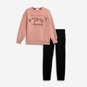 226-517119-1 Funky Σετ φόρμα φούτερ κορίτσι ροζ πούδρας μαύρο