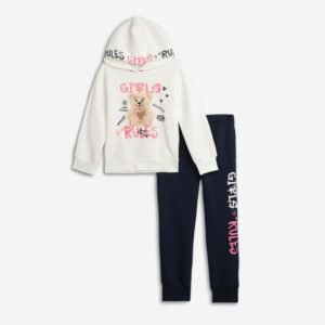 226-517120-1 Funky Σετ φόρμα φούτερ με κουκούλα κορίτσι εκρού μπλε