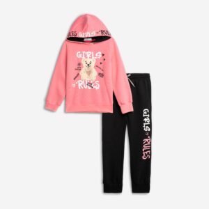 226-517120-2 Funky Σετ φόρμα φούτερ με κουκούλα κορίτσι κονφετί μαύρο