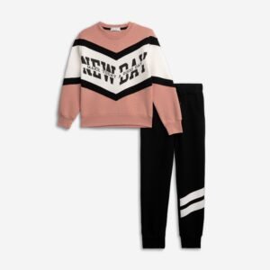 226-517122-1 Funky Σετ φόρμα φούτερ κορίτσι powder pink εκρού μαύρο