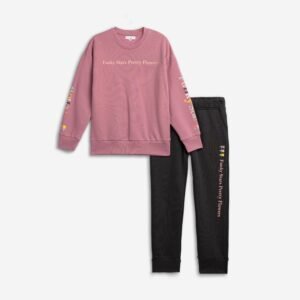 226-517131-1 Funky Σετ φόρμα φούτερ κορίτσι σκούρο ροζ ανθρακί