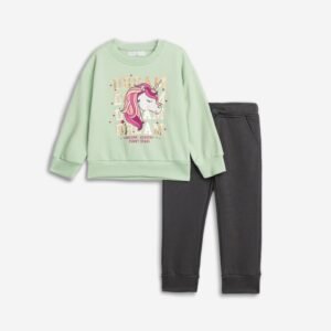 226-717115-1 Funky Σετ φόρμα φούτερ κορίτσι φυστικί ανθρακί