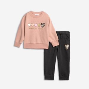 226-717124-1 Funky Σετ φόρμα φούτερ κορίτσι ροζ πούδρας ανθρακί