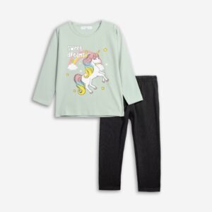 226-721118-1 Funky Σετ μπλούζα κολάν κορίτσι φυστικί μαύρο