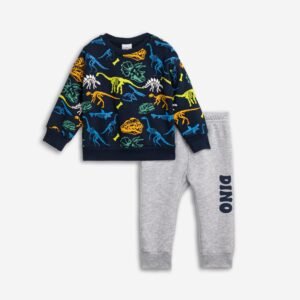 226-817113-1 Funky Σετ φόρμα φούτερ μηνών αγόρι μπλε allover γκρι μελανζέ