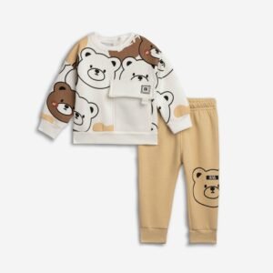 226-817121-1 Funky Σετ φόρμα φούτερ μηνών αγόρι  εκρού allover σκούρο μπεζ